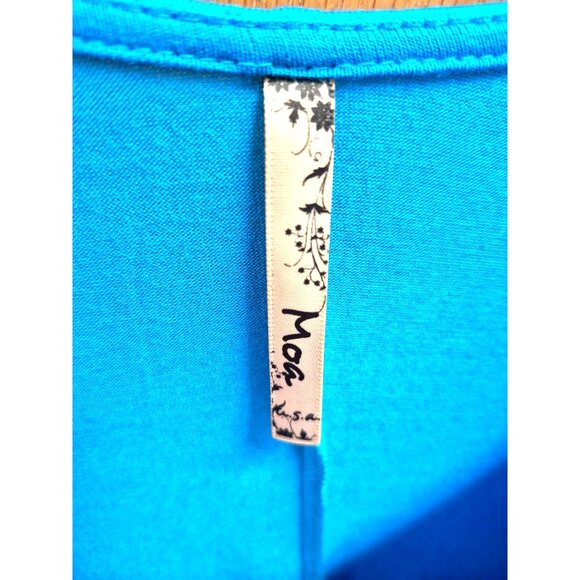 Women's Plus Size Turquoise Tunic Top With Pockets Scoop Neck Short Sleeves Stre - Picture 7 of 8